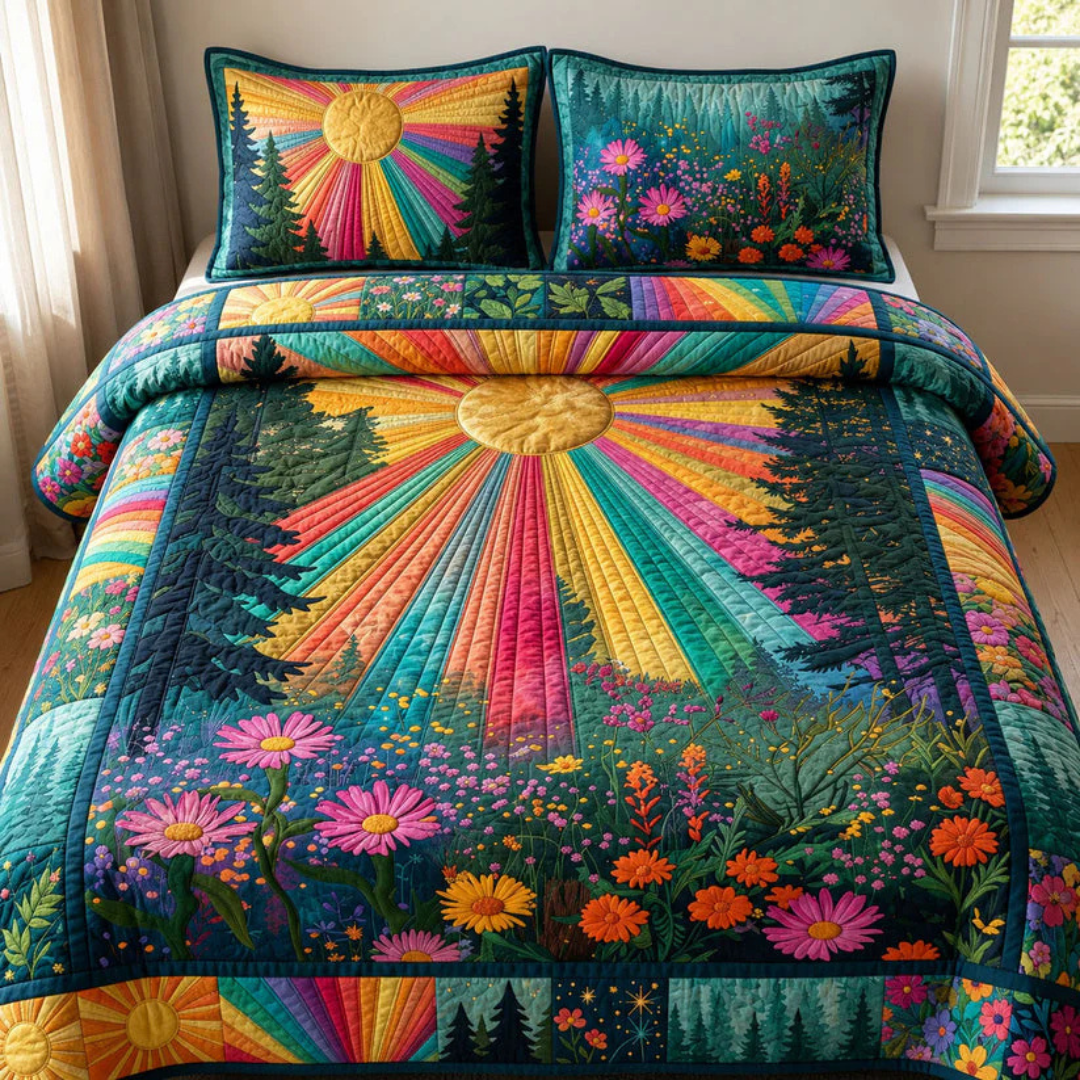 Veyra™ | Floral Sunburst Quilted Bedding Set