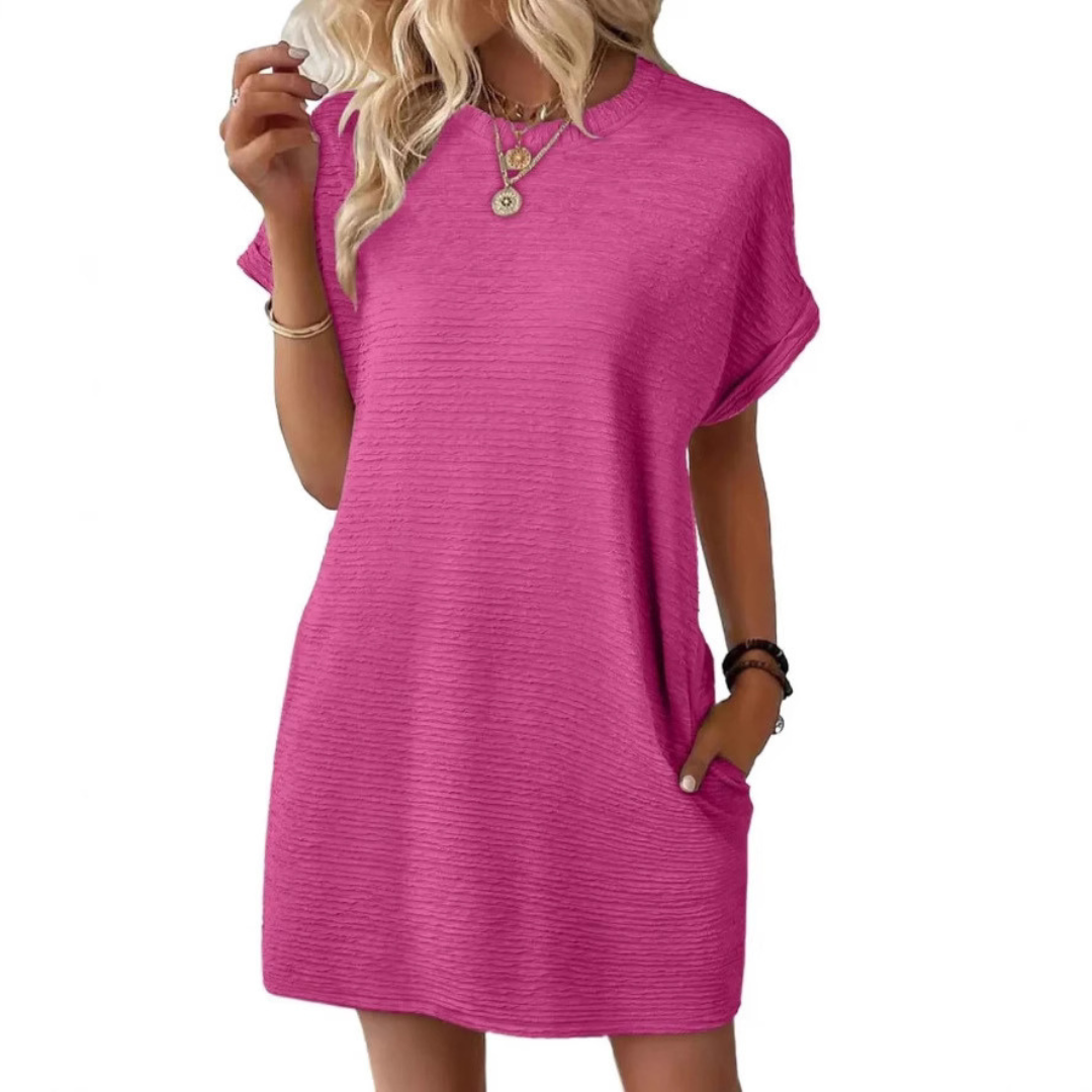 Evasha™ | Casual Minimalist Round Neck Summer Dress
