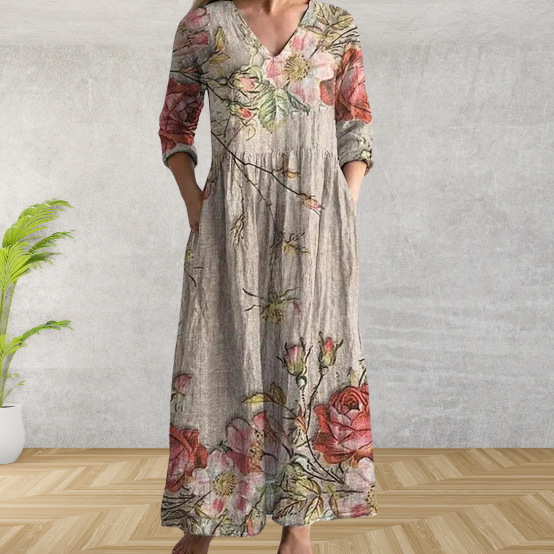 Yulya™ | Elegant Floral Midi Dress