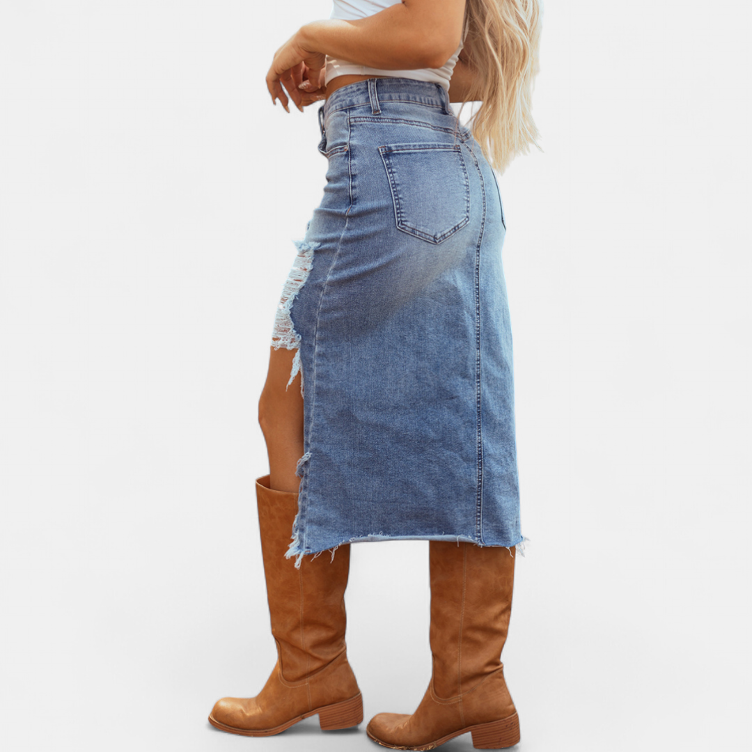 Blake™ | Relaxed High-Waist Denim Maxi Skirt