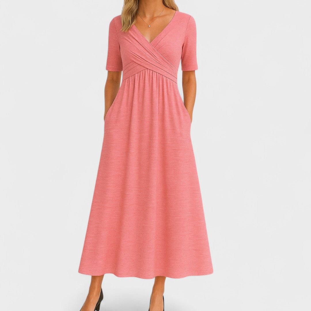 Francesca™ | Elegant V-neck flowing casual dress