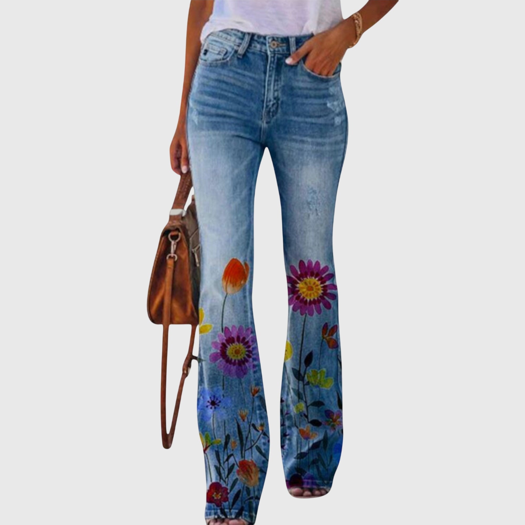 Isabelle | Blossom-Print Flared Pants