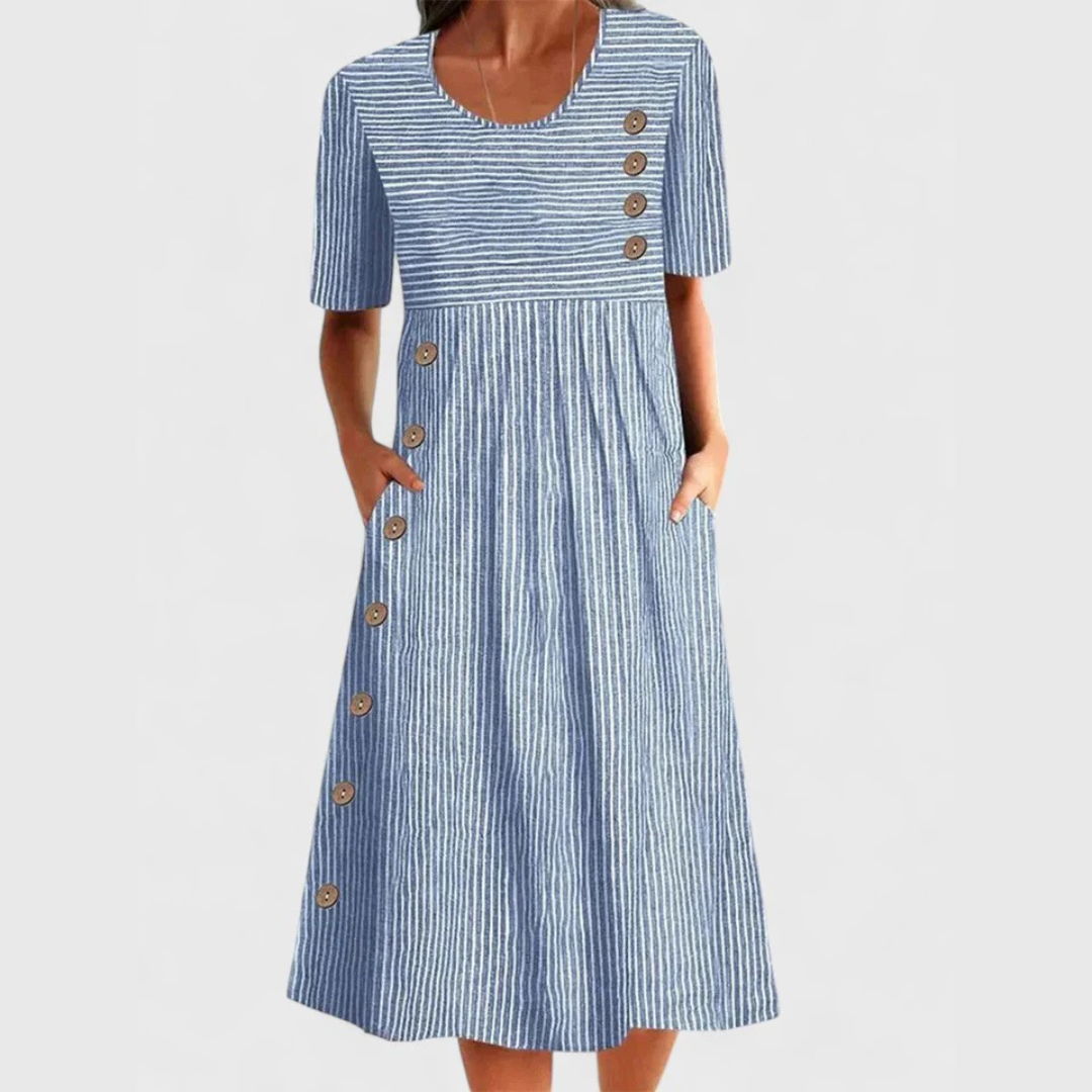 Anika™ | Relaxed Striped Everyday Midi Dress