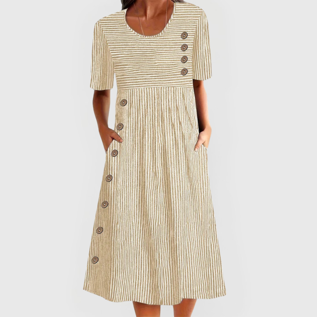 Anika™ | Relaxed Striped Everyday Midi Dress