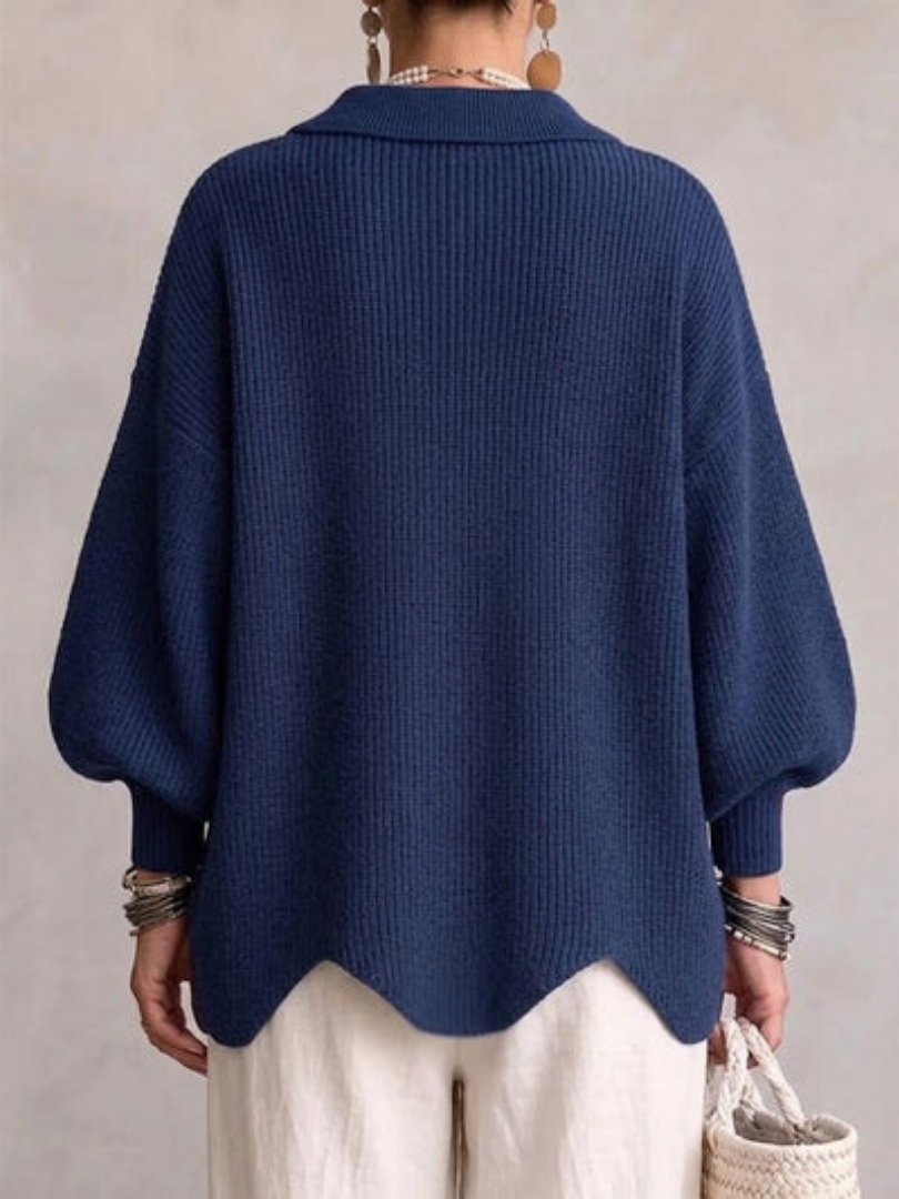 Michele™ | Oversized Collared Cardigan With Large Metal Buttons