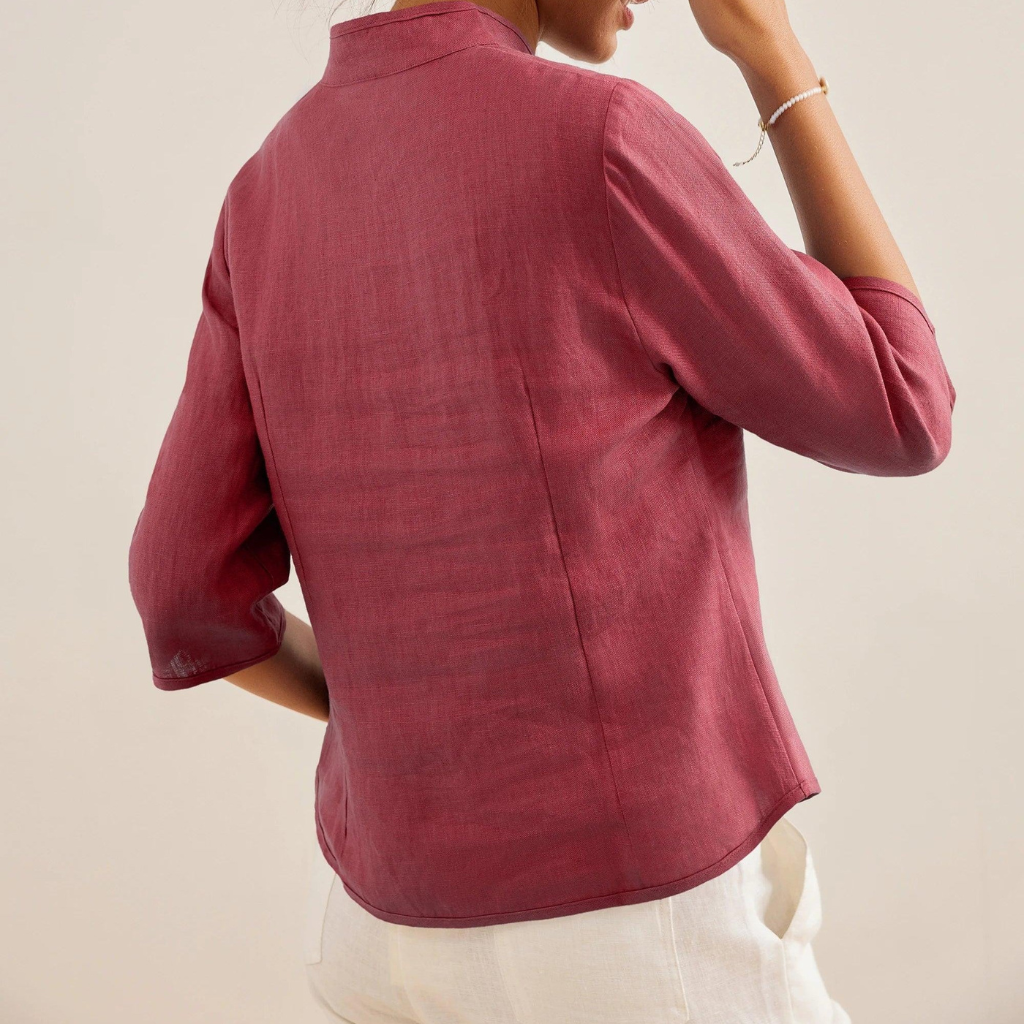 Riley™ | Linen Hand Button Fitted Jacket