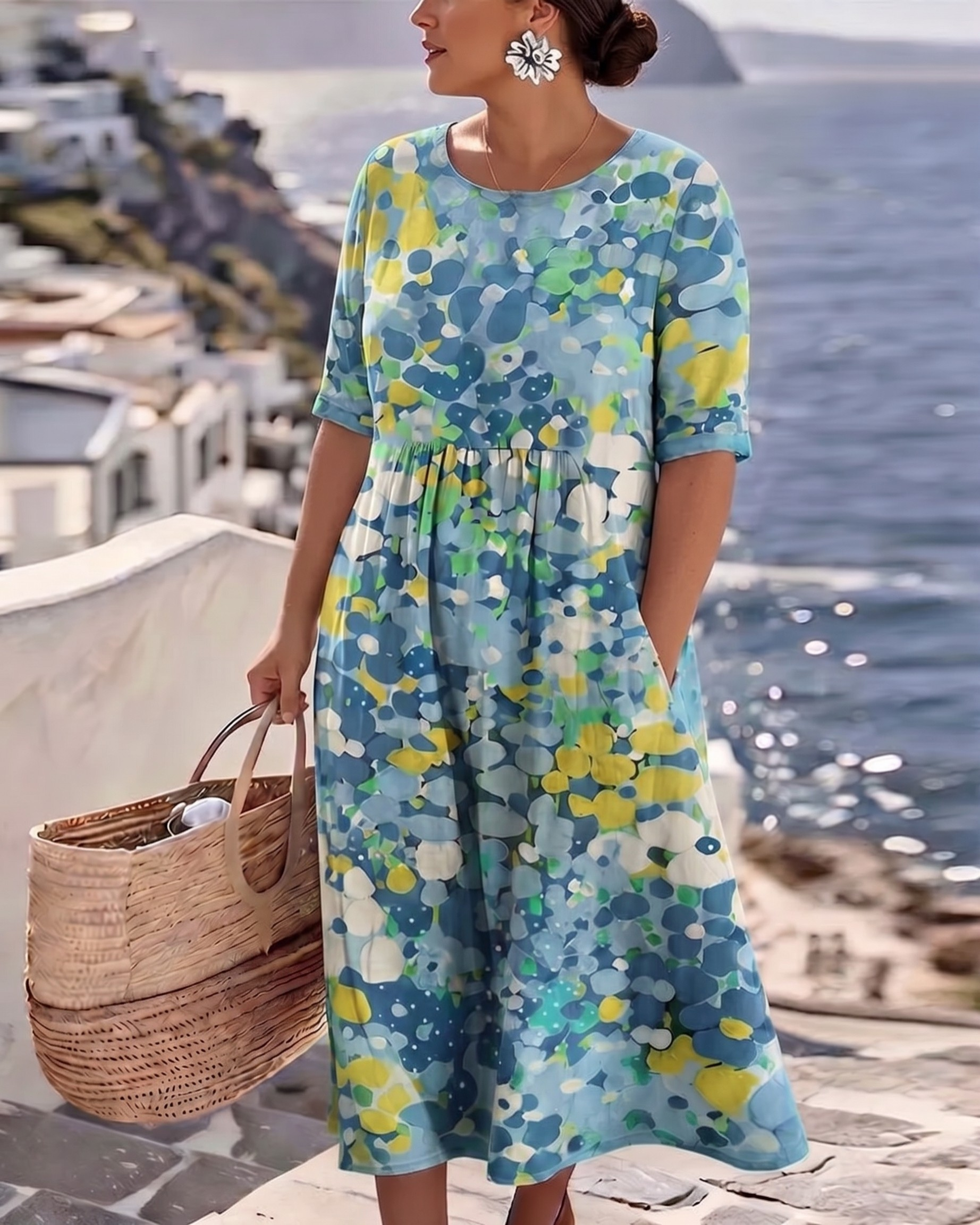 Elena™ | Elegant Floral Summer Midi Dress