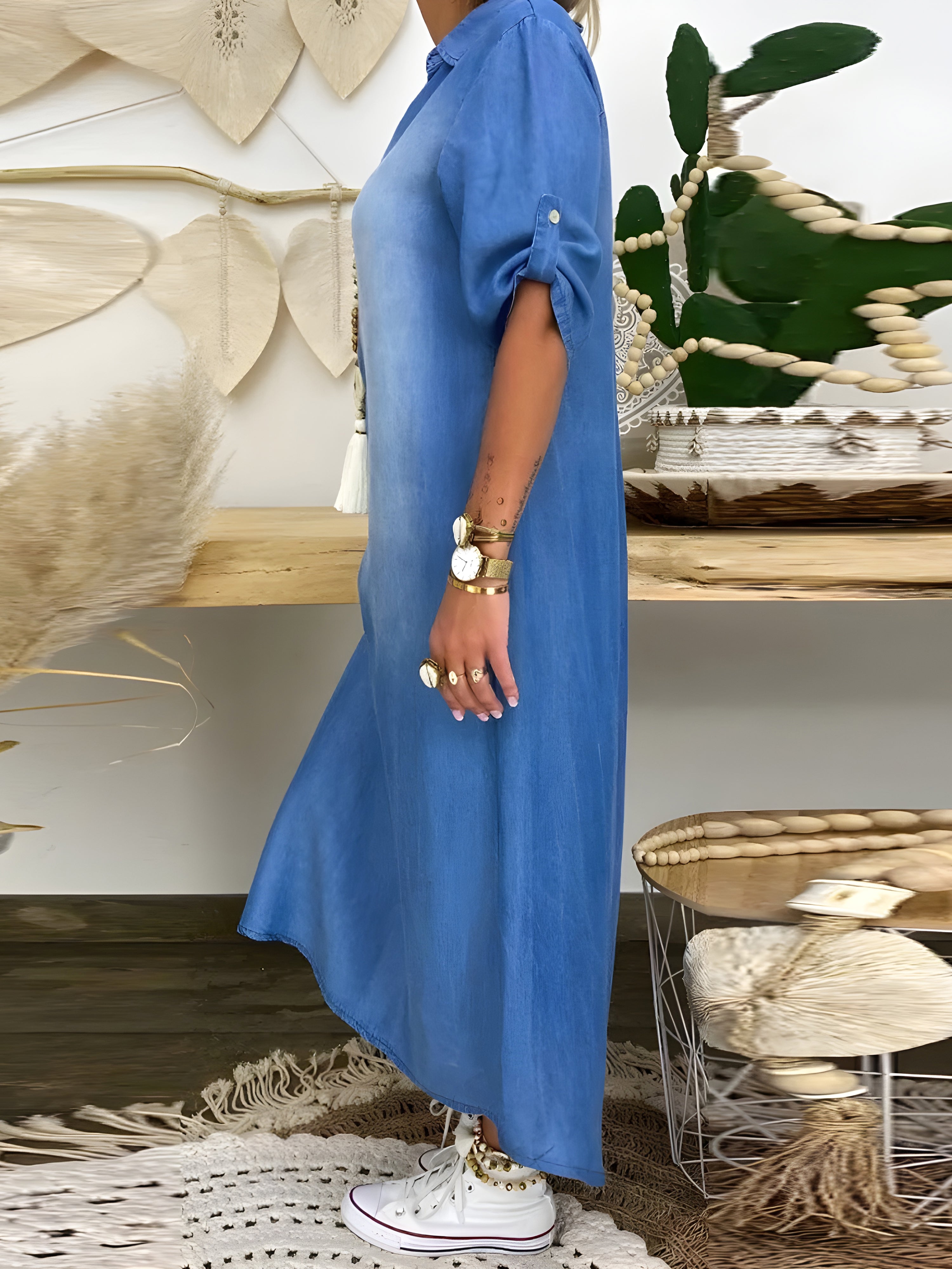 Devorah™ | Chic Denim Maxi Dress