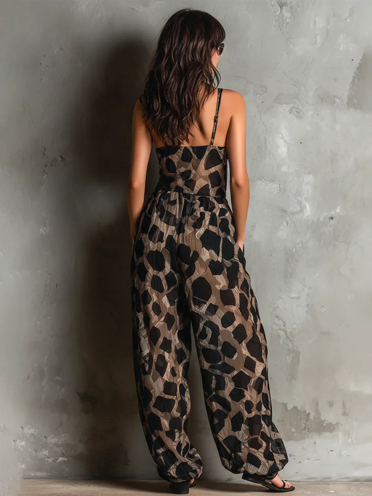 Leonor™ | Animal print jumpsuit with halter neckline