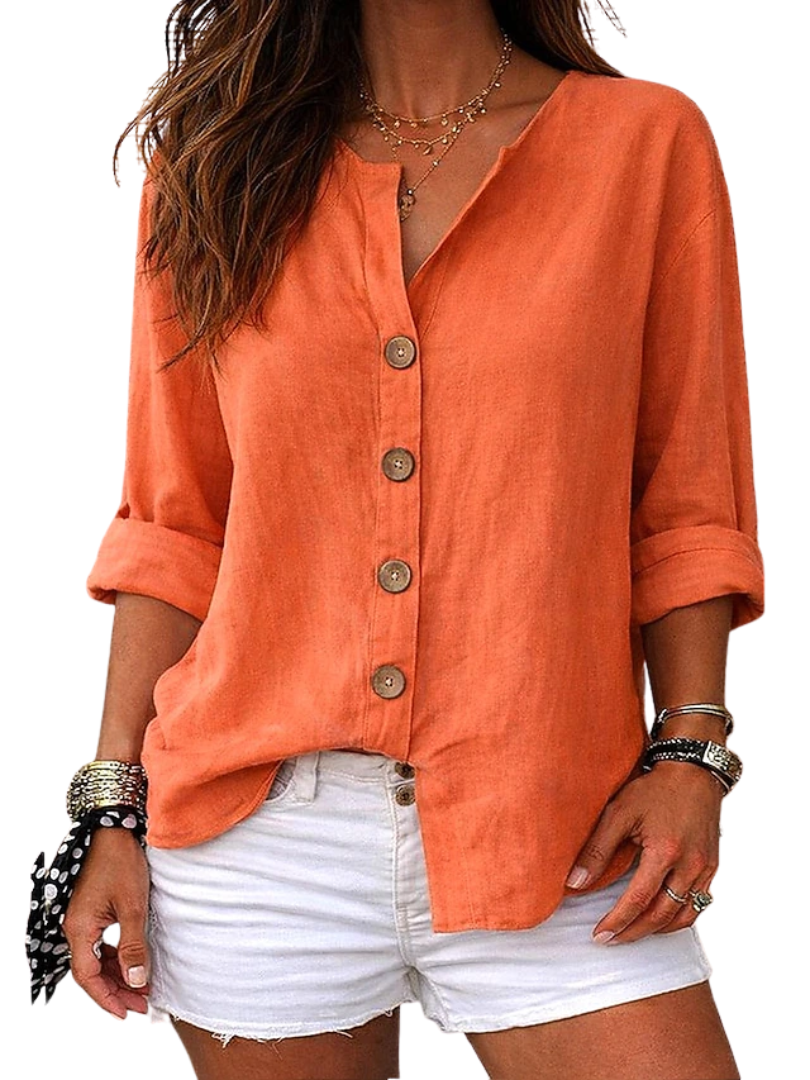 Georgie™ | Relaxed V-neck Linen Women's Shirt