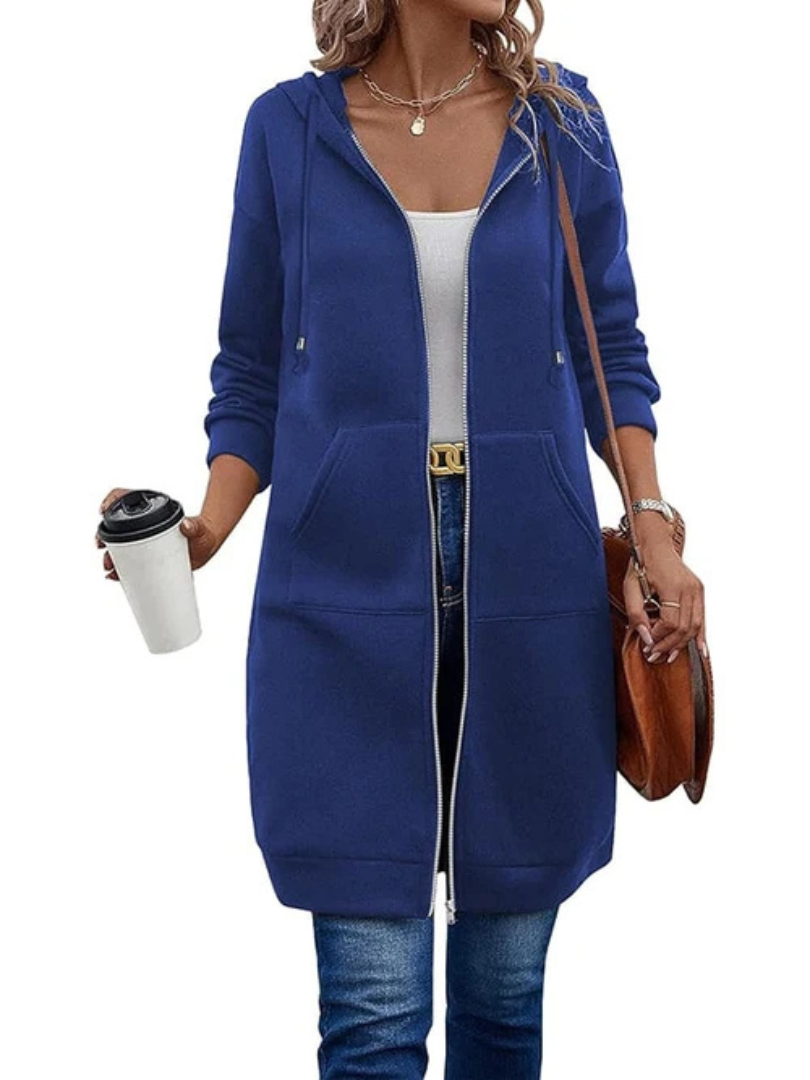 Evelina™ |  Relaxed Fit Long Zip Hoodie