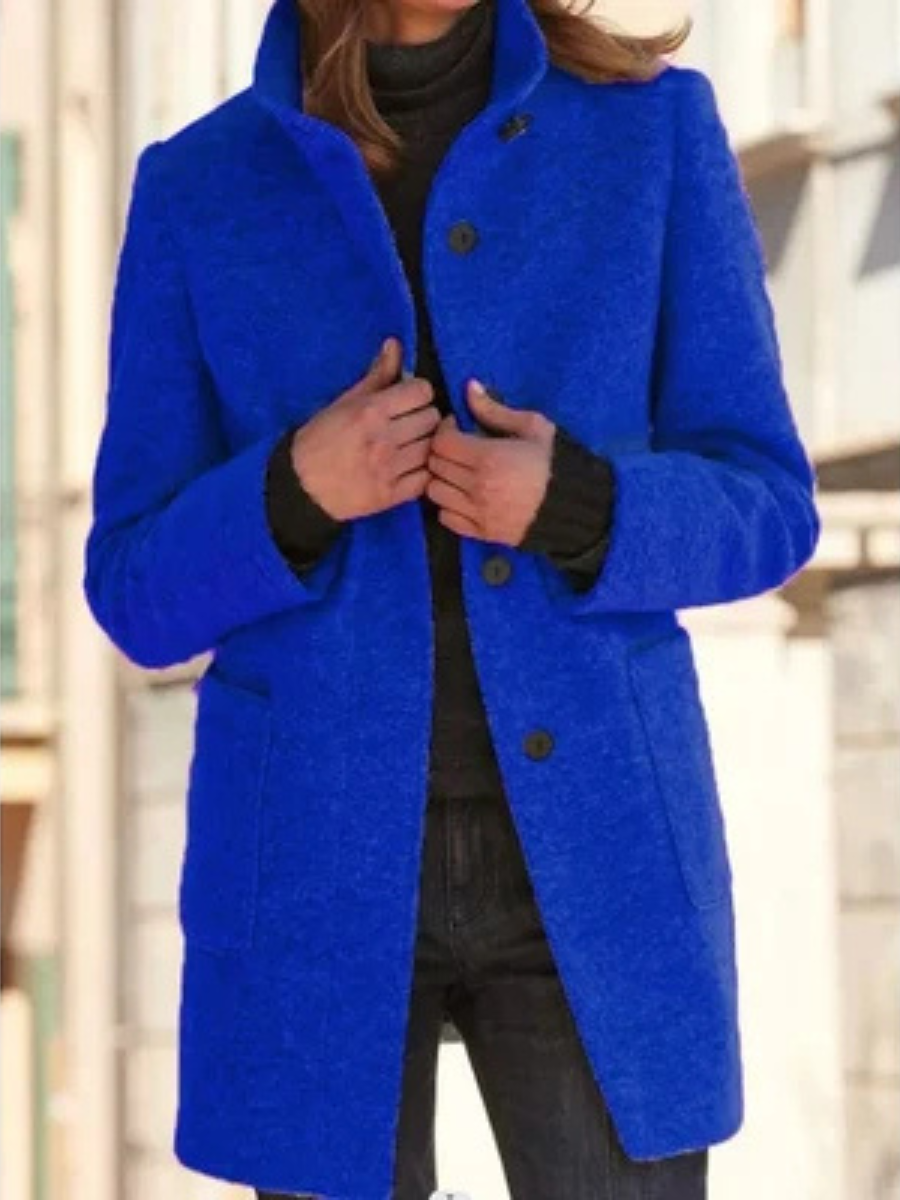 Courtney™ | Classic Button Front Stand Collar Coat