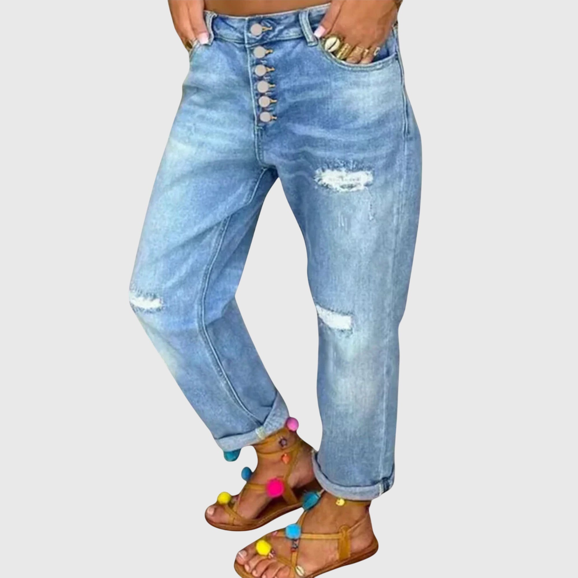 Heather | Relaxed Button-Front Jeans