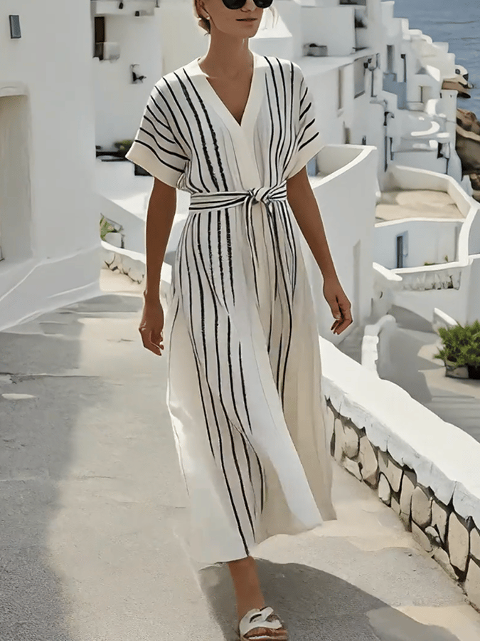 Women'S Loose Striped Print Dress