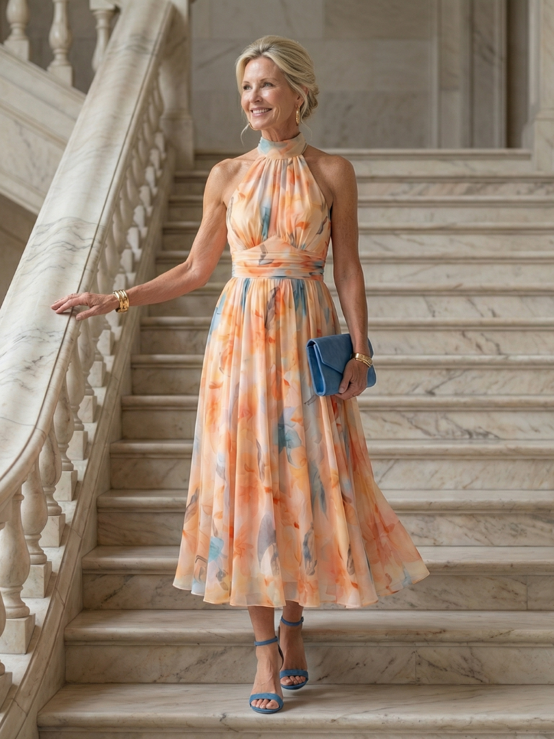 Cindy™ | Soft Halter Midi Dress