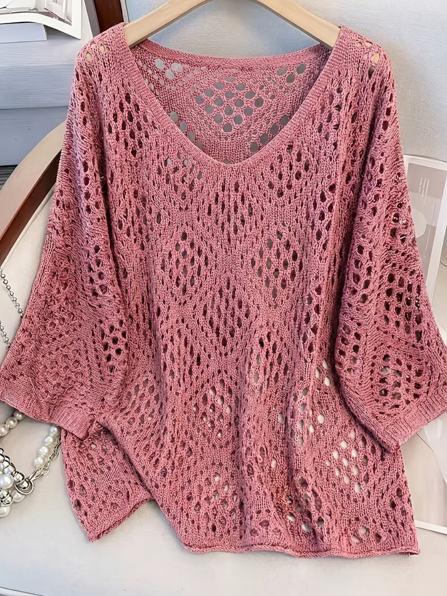 Sablea™ | Open-Knit V-Neck Jumper