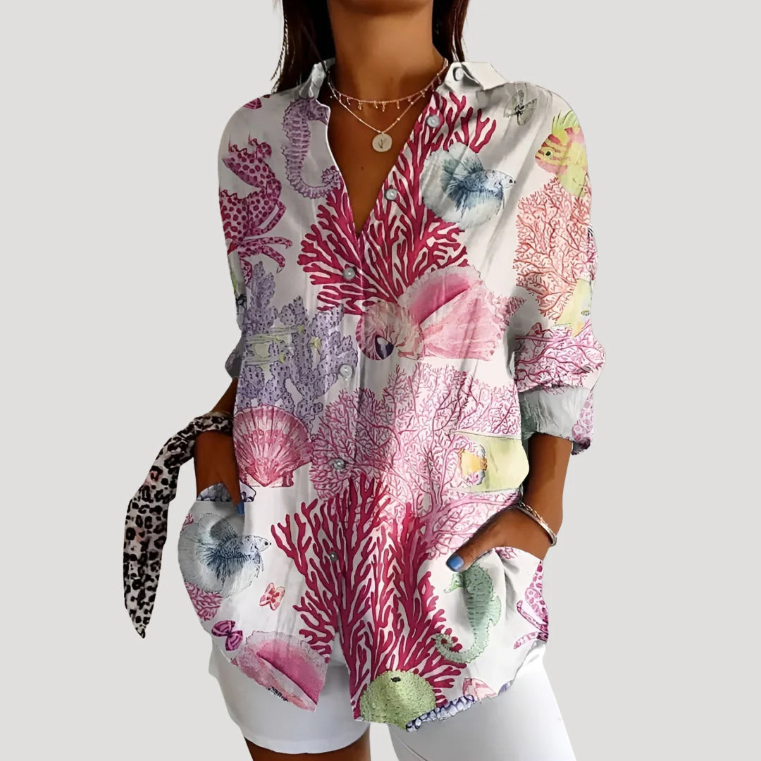 Kalina™ | Summer Floral Print Button Front Blouse