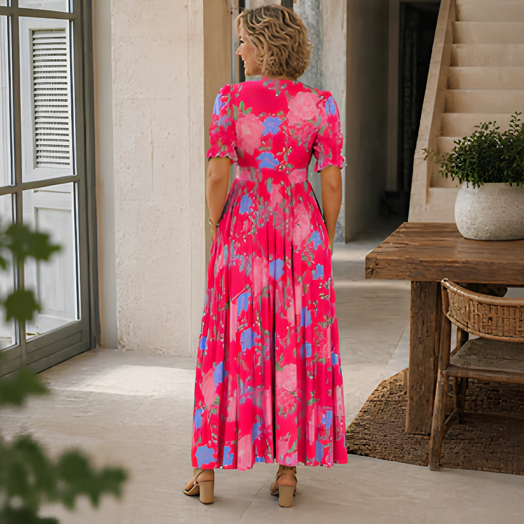 Claudie™ | Elegant Floral V-neck Dress