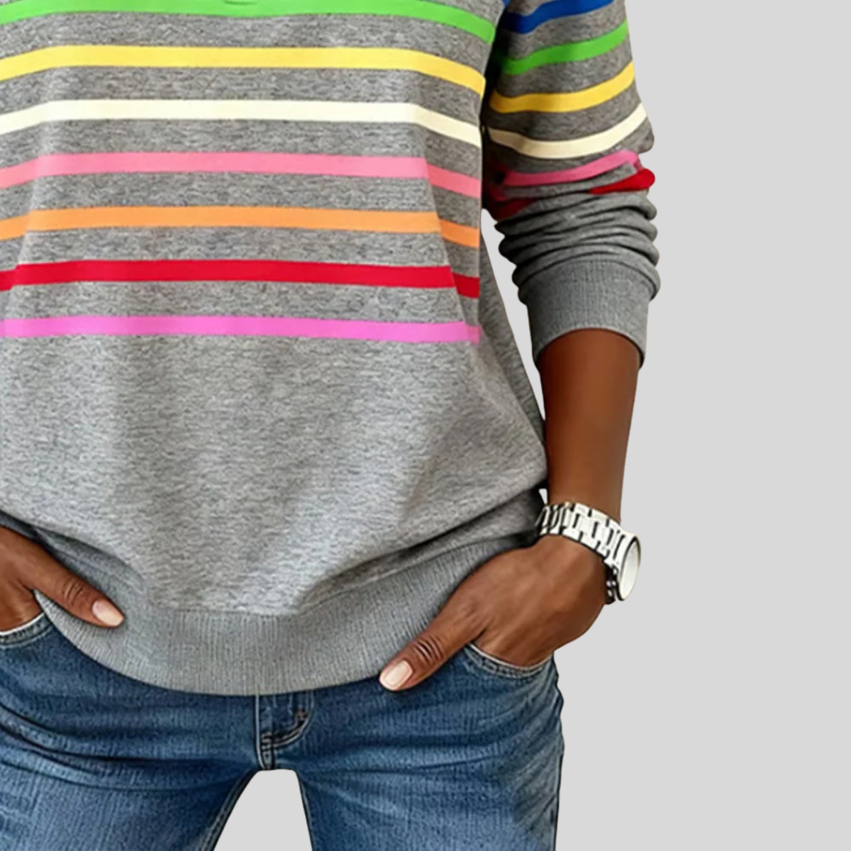 Prismette™ | Colourful Striped Quarter-Zip Sweatshirt