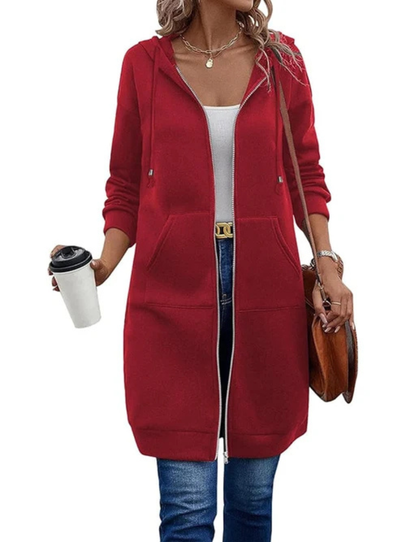 Evelina™ |  Relaxed Fit Long Zip Hoodie