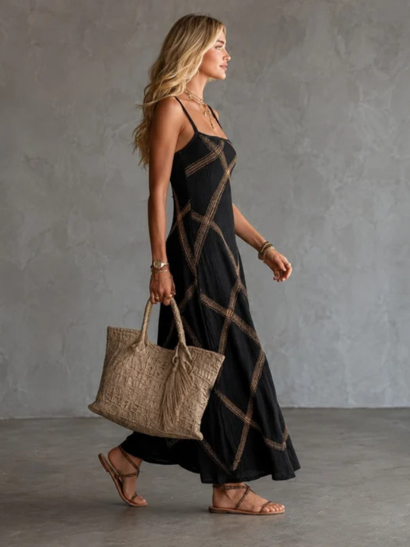 Amelia | Geometric Print Maxi Dress