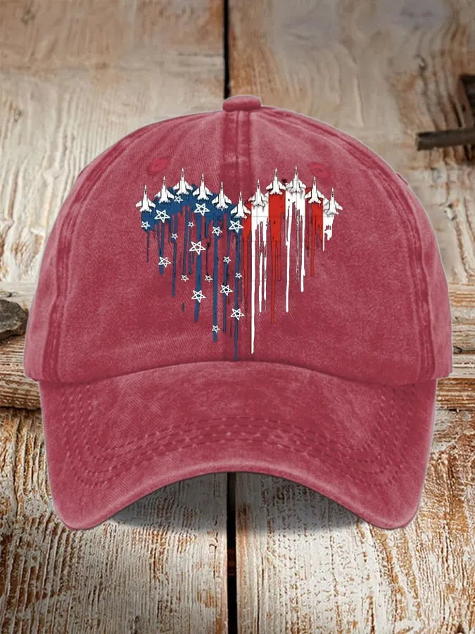 Unisex Distressed Washed Cotton Print Hat