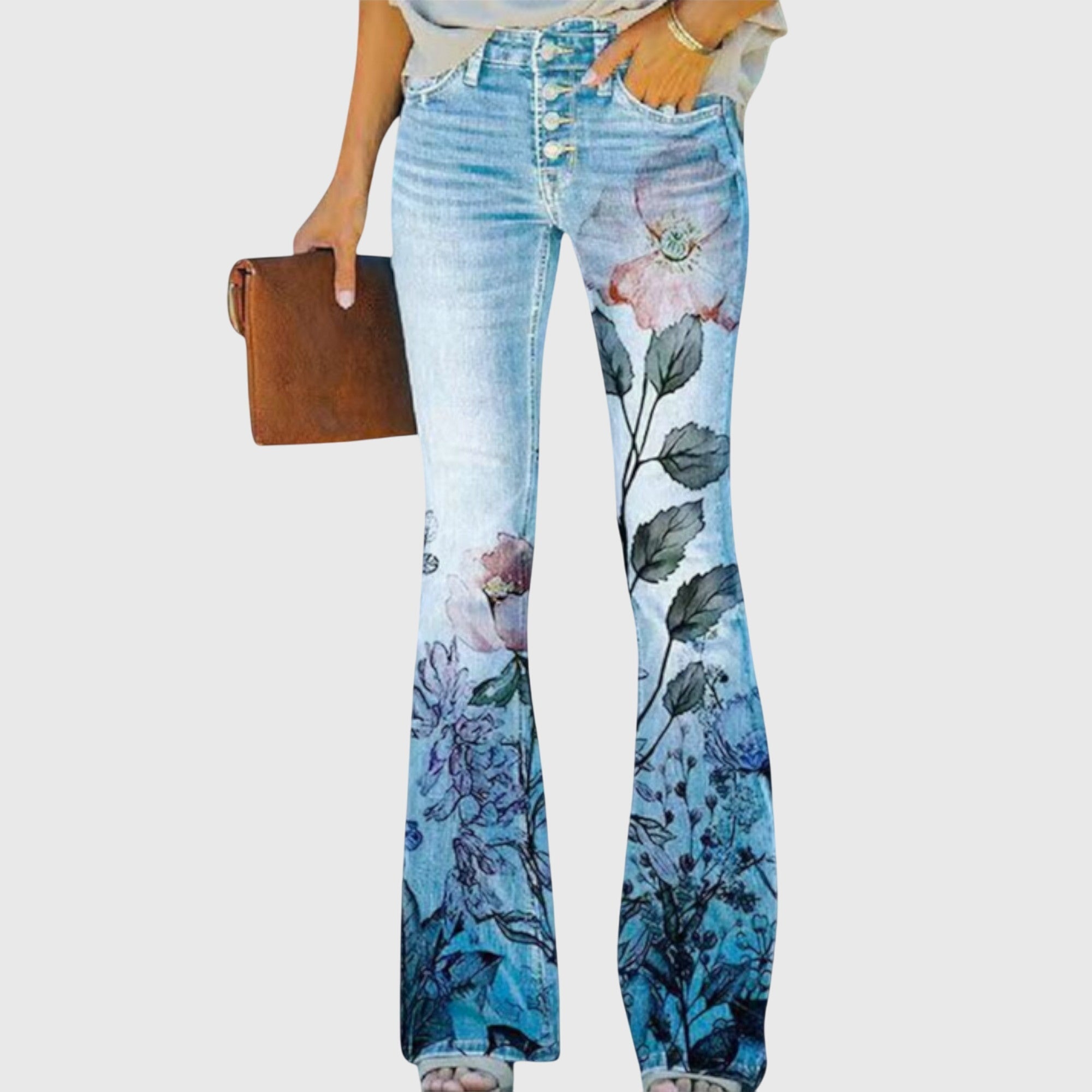 Isabelle | Blossom-Print Flared Pants
