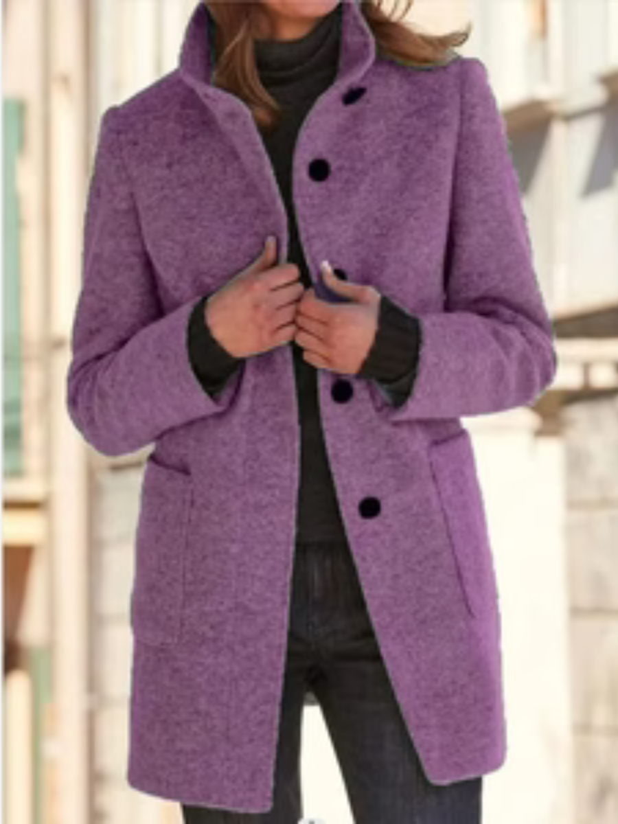 Courtney™ | Classic Button Front Stand Collar Coat