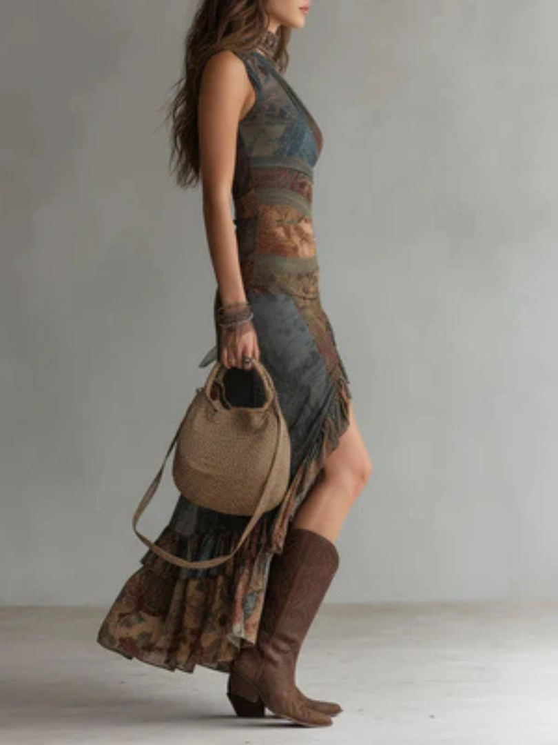 Ursula™ | Elegant One-Shoulder Floral Print Dress