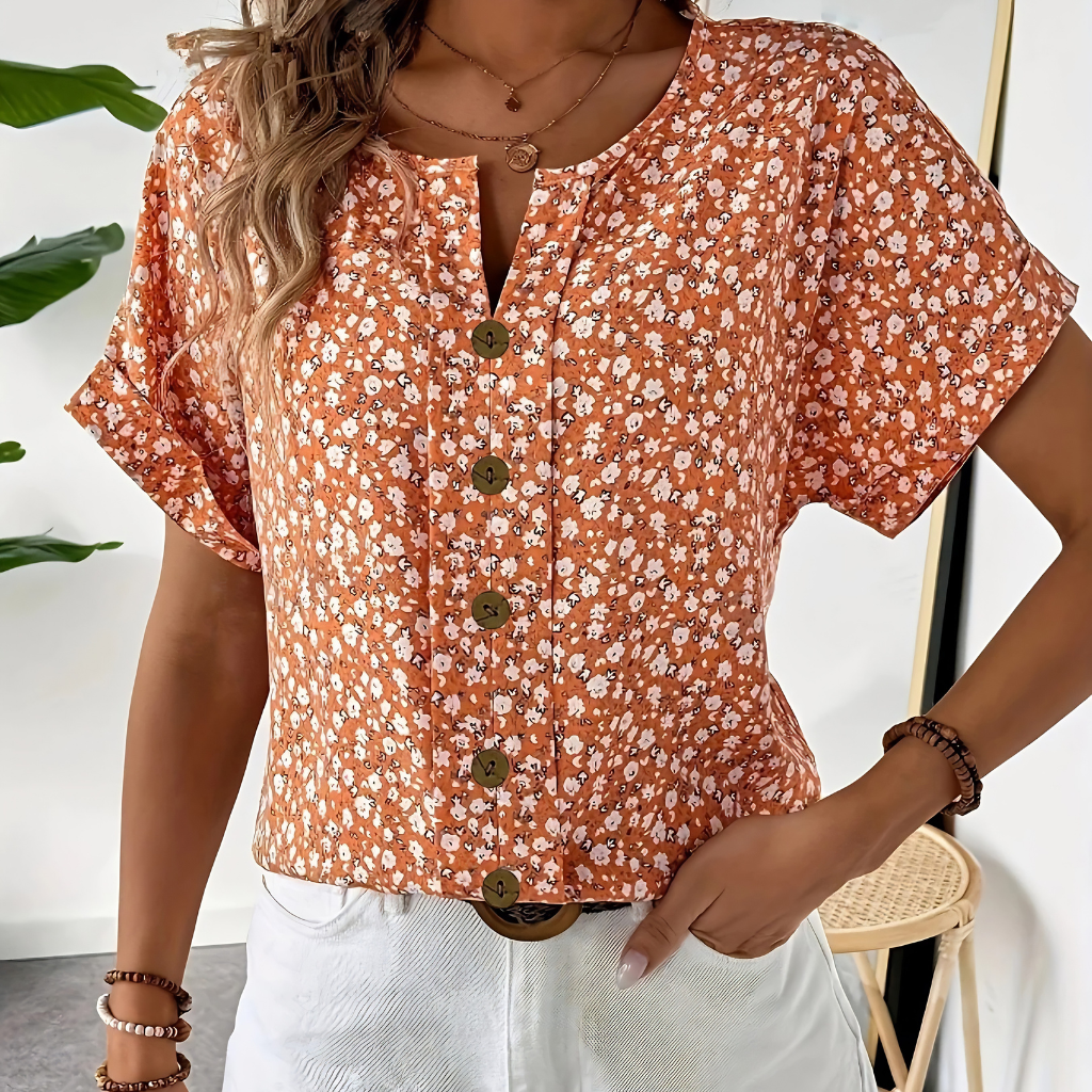 Marnie™ | Loose Fit Wrinkle-Free Floral Blouse