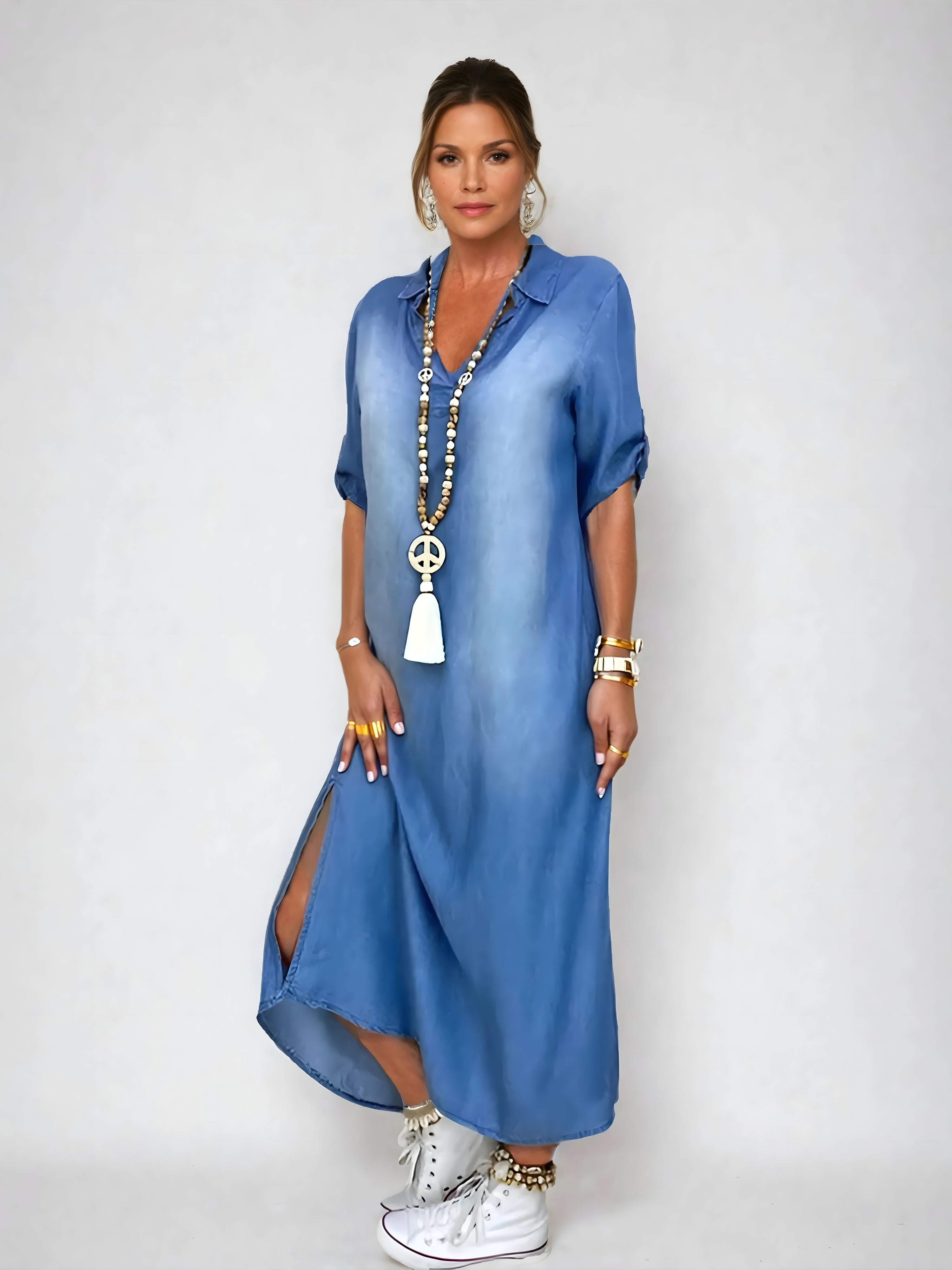 Devorah™ | Chic Denim Maxi Dress