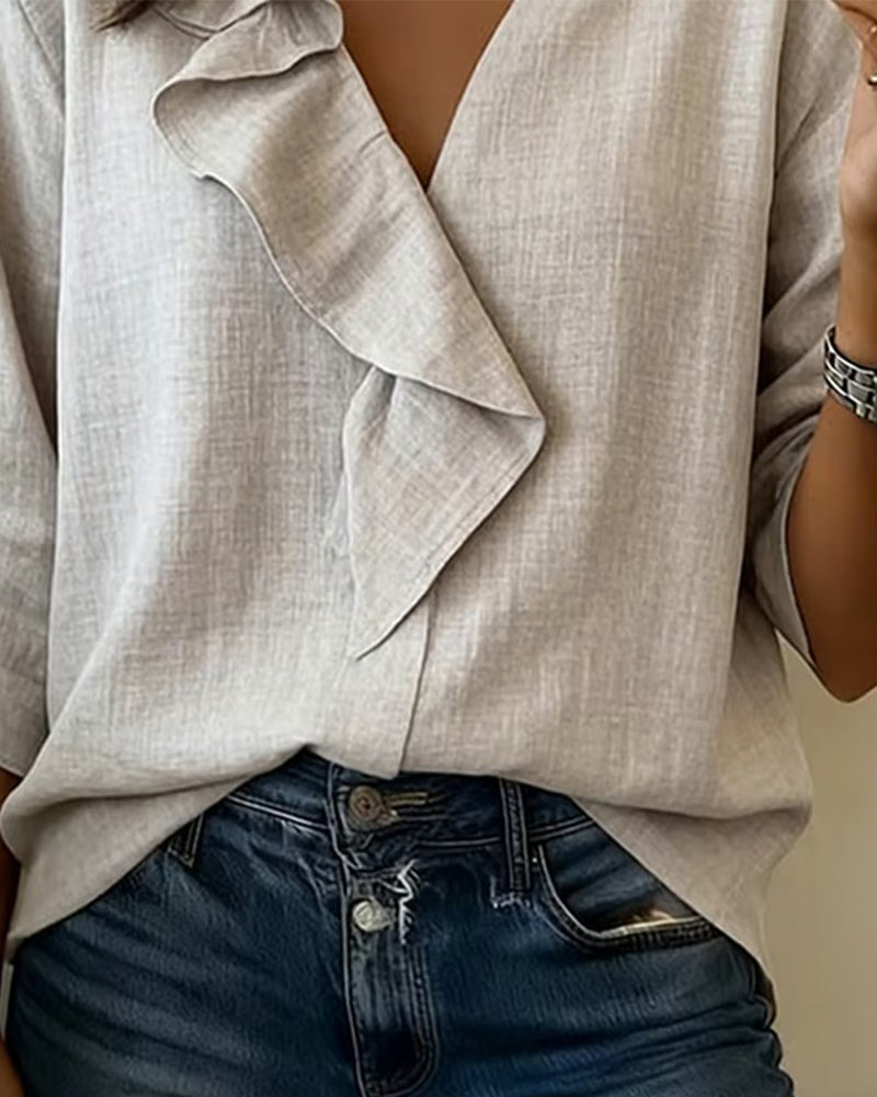 Emma | Ruffle V-Neck Blouse