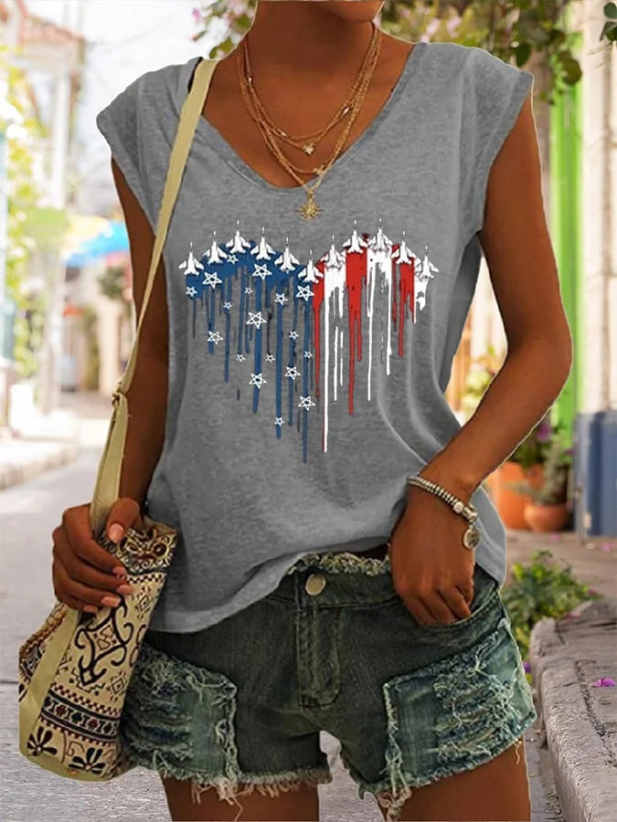 Women's  Flag Independence Day Printed Sleeveless Casual Tank Top