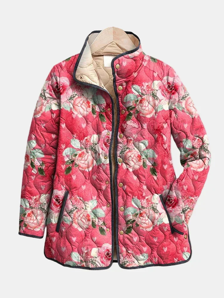 Freya | Charming Pink Floral Print Quilted Jacket — Final Edit