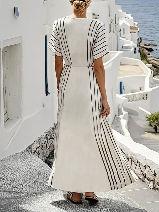 Women'S Loose Striped Print Dress