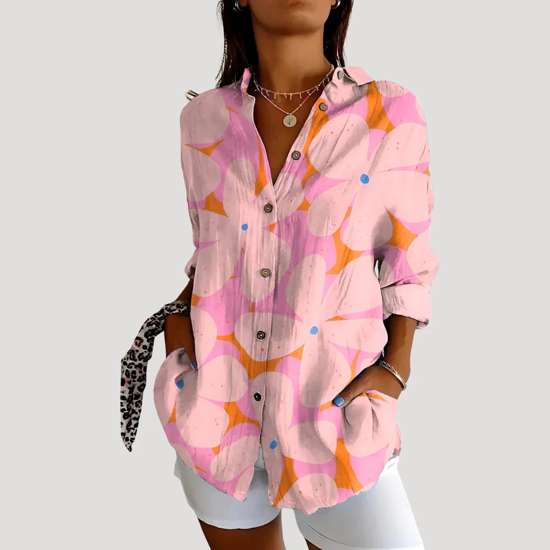 Kalina™ | Summer Floral Print Button Front Blouse