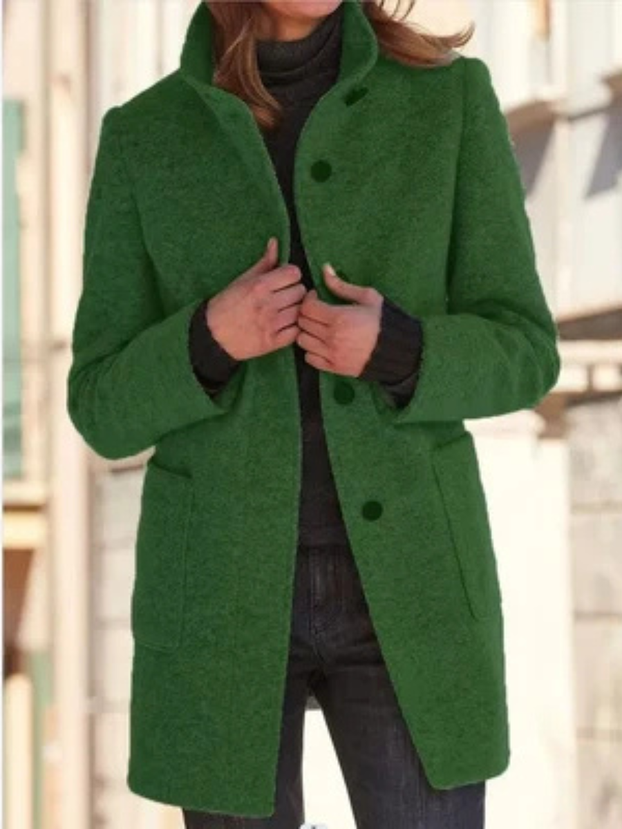 Courtney™ | Classic Button Front Stand Collar Coat