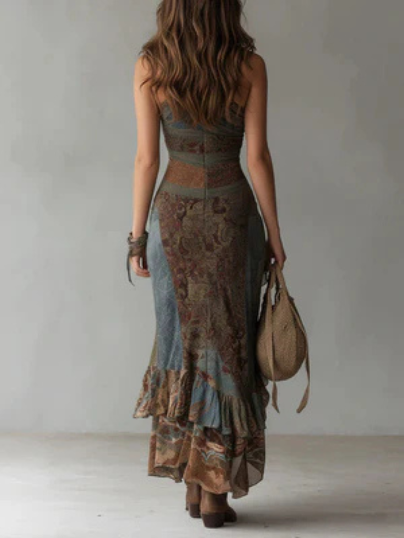 Ursula™ | Elegant One-Shoulder Floral Print Dress