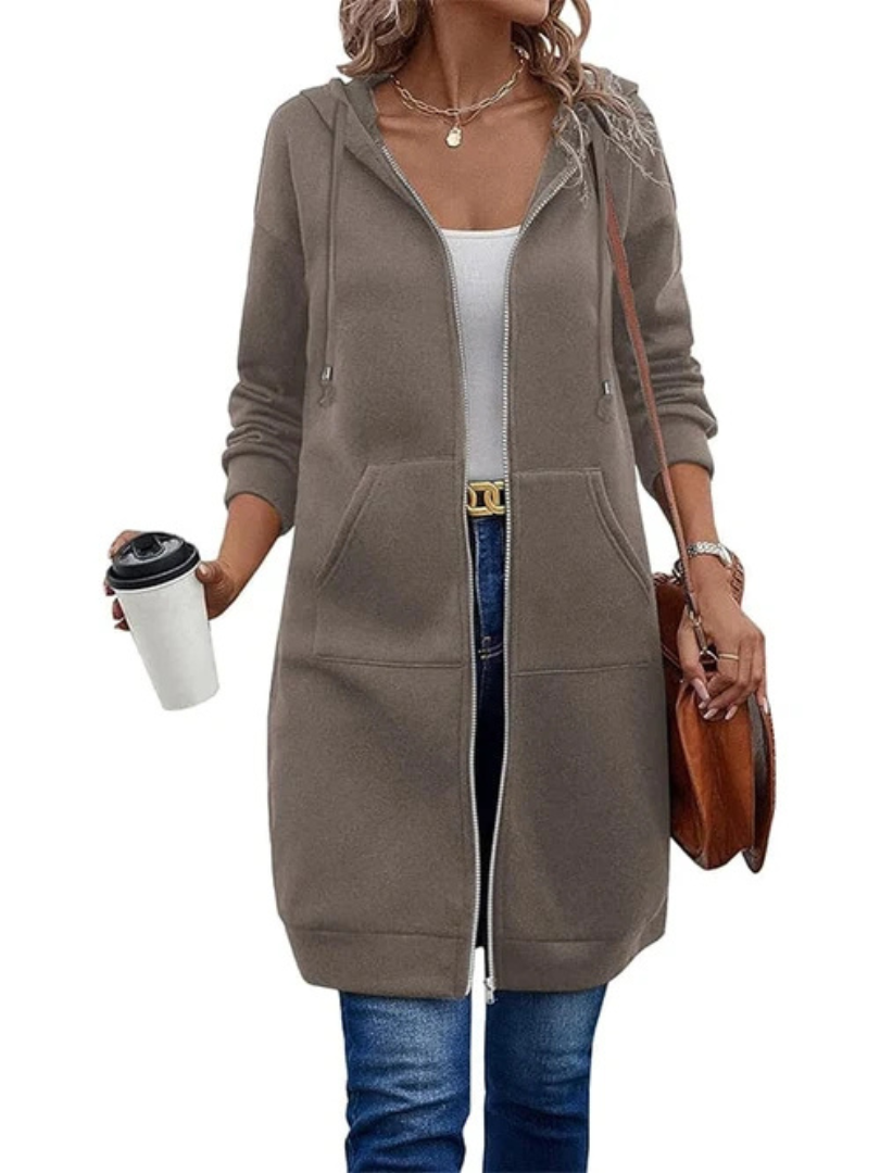 Evelina™ |  Relaxed Fit Long Zip Hoodie