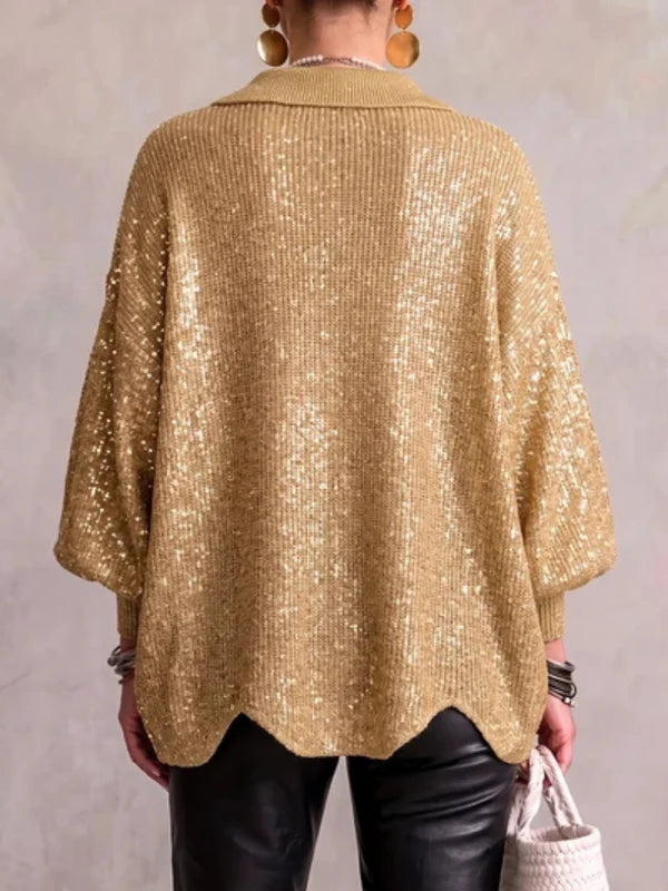Kimberly™ | Oversized Collared Cardigan With Large Metal Buttons
