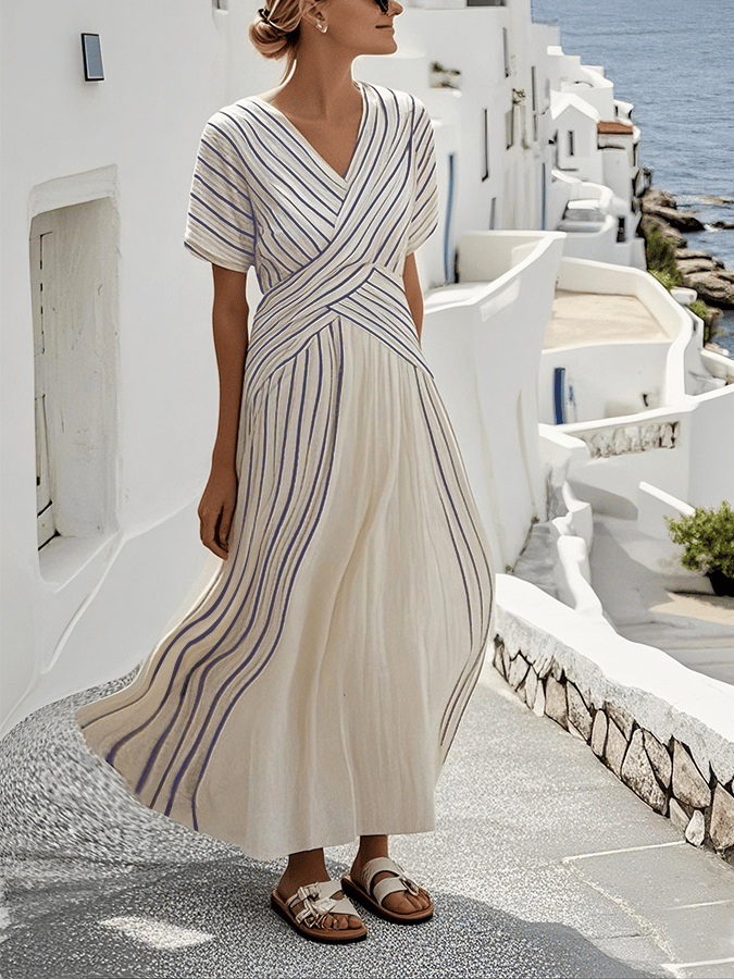 Women'S Loose Striped Print Dress