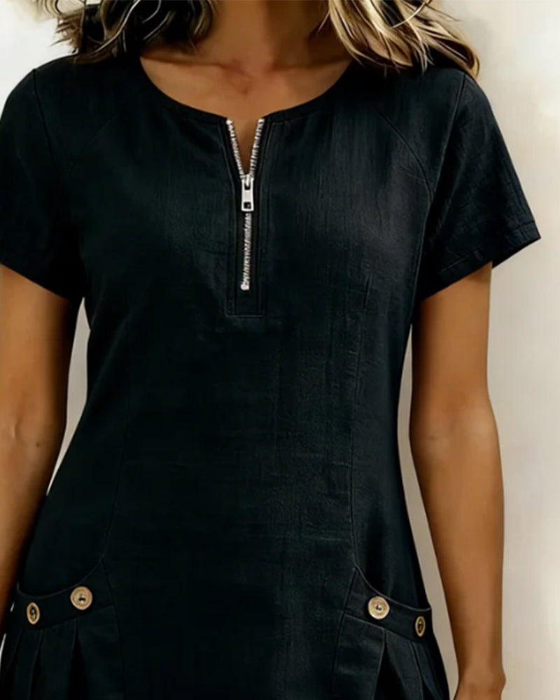 Barbara™ | Linen Zip Dress