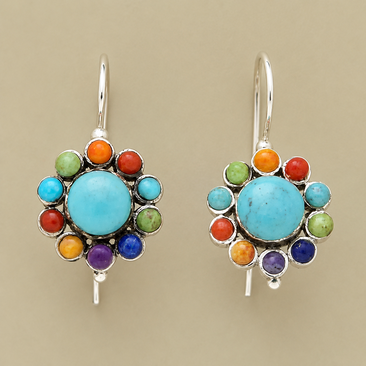 Iris Vintage Turquoise Hoop Earrings