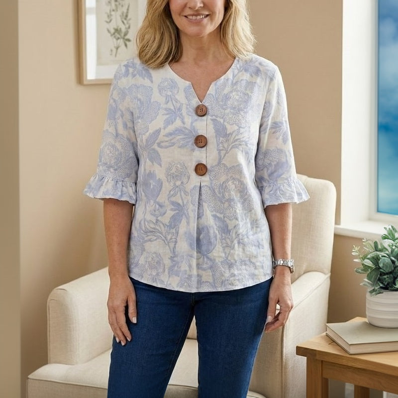 Vintage Floral Print Blouse