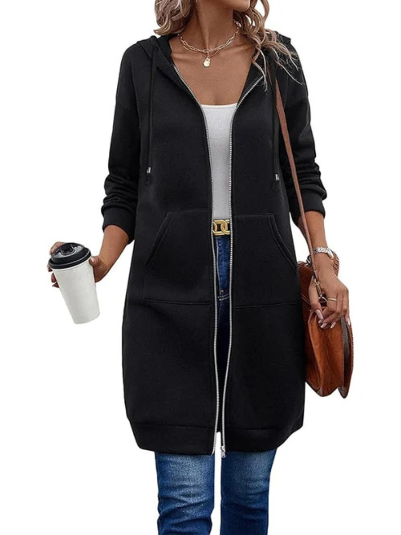 Evelina™ |  Relaxed Fit Long Zip Hoodie