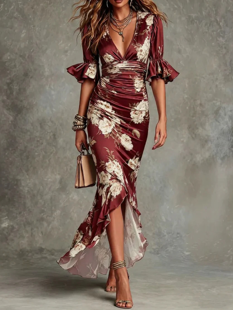 Brenda™ | Asymmetrical Long Satin Dress