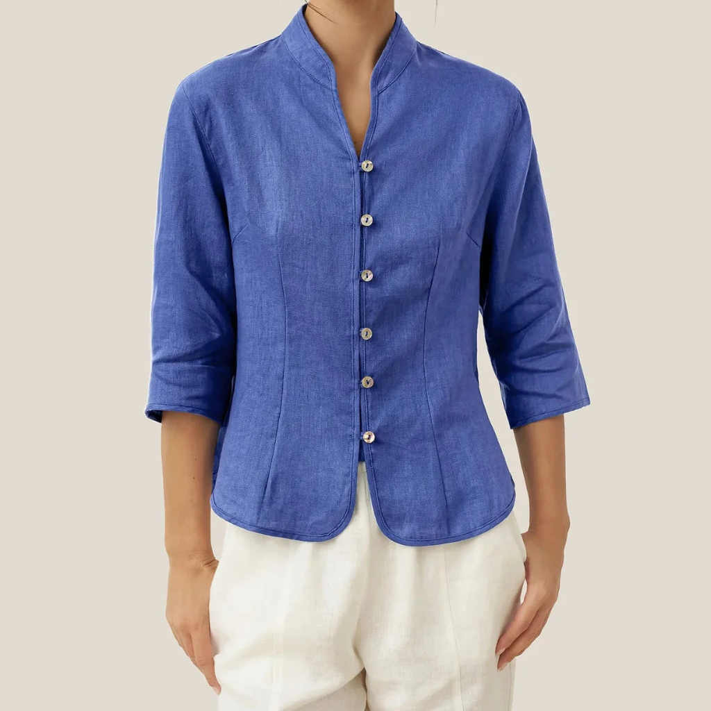 Riley™ | Linen Hand Button Fitted Jacket