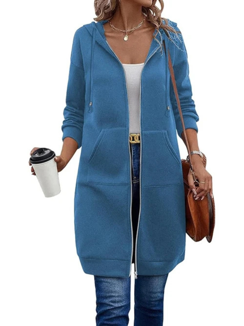 Evelina™ |  Relaxed Fit Long Zip Hoodie