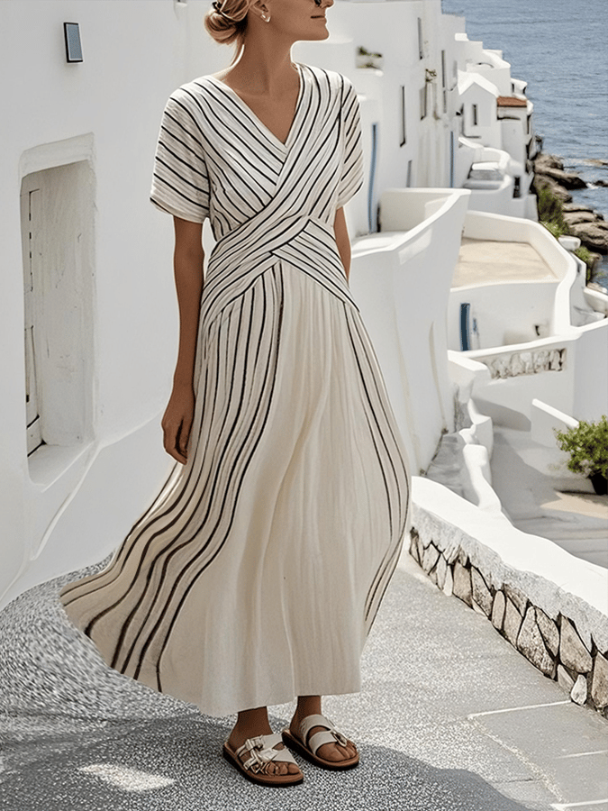 Women'S Loose Striped Print Dress