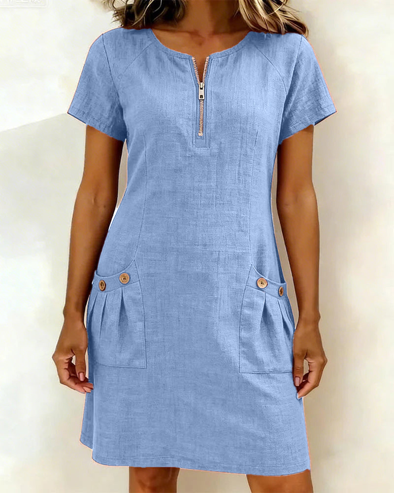 Barbara™ | Linen Zip Dress